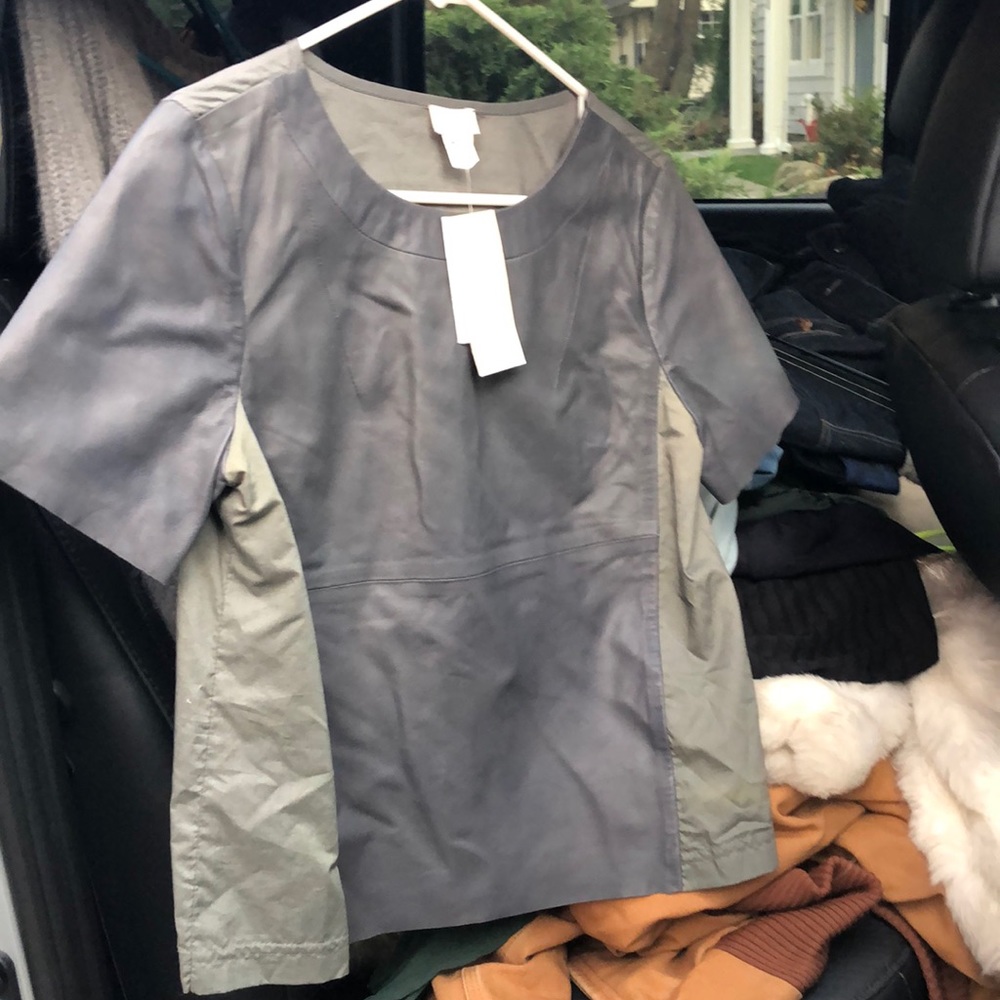Grey Leather Shirt BNWT
